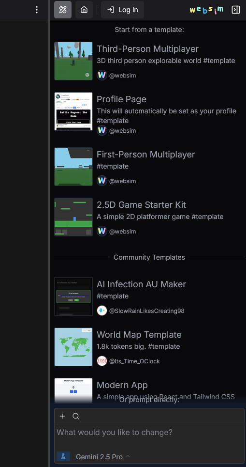 Websim Game Templates
